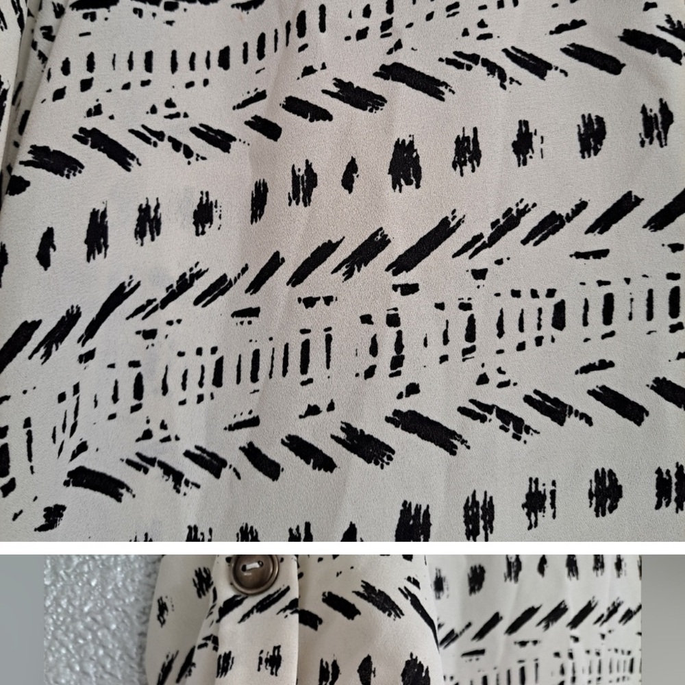 Lush Printed Roll Tab Sleeve Blouse  Size S - Picture 3 of 5